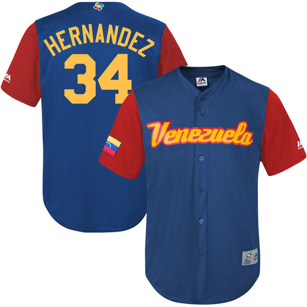 customized Men Venezuela Baseball #34 Felix Hernandez Royal 2017 World Baseball Classic Replica Jersey->->MLB Jersey